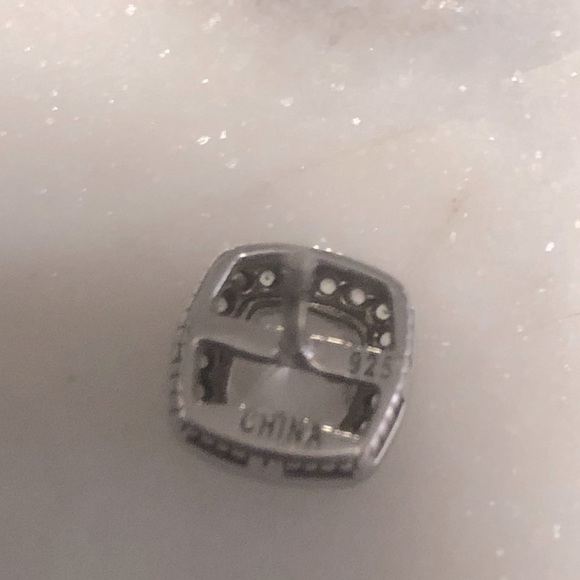 Vtg Sterling Silver Cushion Square Cut CZ w Halo Stud Earrings 9mm x 9mm - Picture 4 of 5